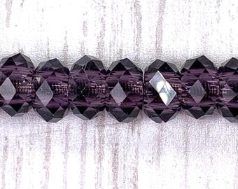 Large hole purple glass faceted beads, 10 pcs purple faceted no metal core for DIY garden stakes, European glass sparkly beads (C0122)