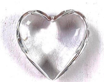 5 large glass heart pendants, 41mm/1.6" clear glass puffy heart charm for necklaces, chunky drilled pendants for sun catchers, car charms