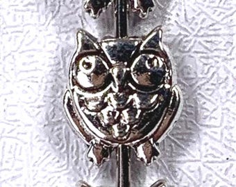 Metal owl spacer beads, tiny bird beads for bracelets, animal shaped alloy beads for jewelry, antique silver 10x9 mm, 1.5mm hole, 20 pcs