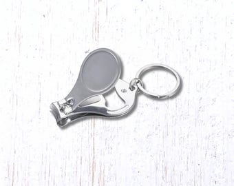 Blank nail clipper cabochon tray, 5 pcs, pop-off bottle opener bezel, 25.5mm cabochon setting, DIY gifts, w/ or w/o cabs (B0089)