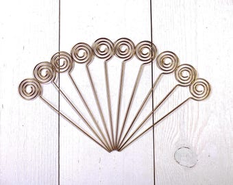 Set of 10 beadable 4.7" metal stakes, beadable items for DIY beaded plant stakes, memo, photo, or table number holders, in silver or gold