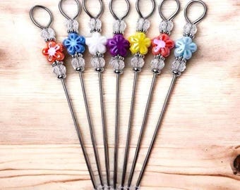 Set of 3 cake tester cookie scribe tools, beaded pokey tool for vinyl weeding, baking tool gift for bakers, gift for crafters, flower lovers