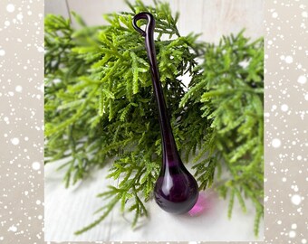 Purple crystal ornaments, +/- 100mm/3.9 in glass raindrops for chandeliers, holiday home and tree decor (J0280)