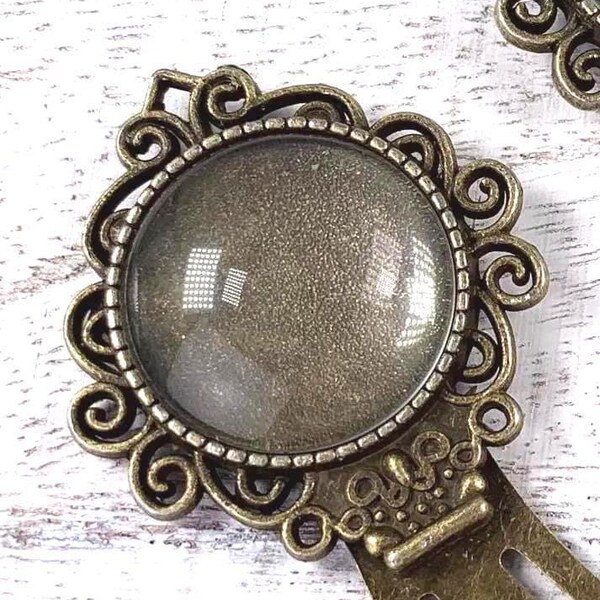 Clip bookmark making kit, 5 bookmarks with glass cabs, filigree scrollwork design, DIY bookish gifts for book lovers, craft night kit(B0093)