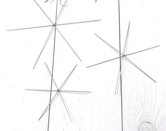 12 beadable snowflakes w/ hooks, wire forms for beaded ornaments, DIY beaded ornaments, sun catchers, 3.7"/4.5"/6", 4 of each size (C0150)