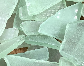 Mint green sea glass for mosaics, flat frosted sea glass pieces for crafts, sea glass on glass art, wedding decor, jewelry, terrariums, 8 oz