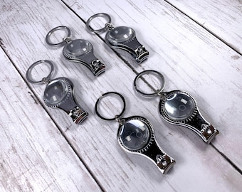 Blank nail clipper cabochon tray, pop-off bottle opener bezel, 25.5mm cabochon setting, DIY bridesmaid gifts, DIY purse accessory, set of 5