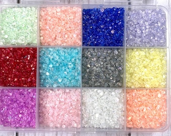 Crushed glass for crafts 12 color sample pack, irregular broken glass for resin, 1-3 mm glittery glass Turkish lamps, mosaic projects, 144 g