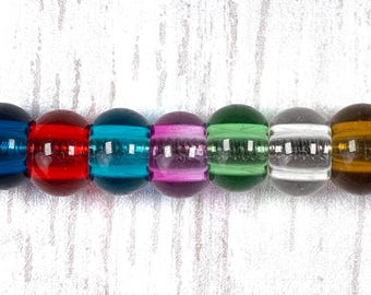 Large hole glass beads, fairy wand garden stake beads, 48-50 European glass beads no metal core, transparent clear or assorted (C0118)