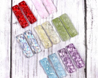 Glass jewelry connector charms, 20 pcs, 30x8.5mm embossed glass connectors, pendant with color wash, 2-hole charms for earrings