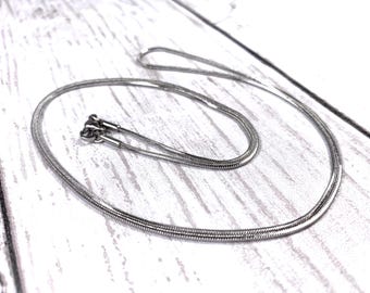 Set of 10 stainless steel 27" necklace chains, 1.1 mm square snake chain with lobster claw clasp, add a pendant bulk necklace making supply