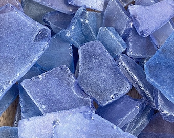 Blue sea glass for crafts, 8 oz flat frosted man-made sea glass for mosaics, glass on glass art, wedding decor, table scatter, CLOSEOUT