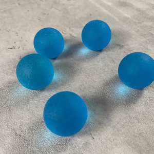 Aqua cultured sea glass ball solid glass spheres, large marbles frosted glass, turquoise glass orb, coastal home decor accents, 5 pieces