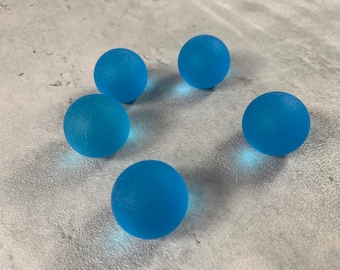 Aqua cultured sea glass ball solid glass spheres, large marbles frosted glass, turquoise glass orb, coastal home decor accents, 5 pieces