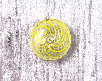 Yellow striped blown glass beads, 5 pcs, 15mm hollow glass double hole rondelle beads for necklaces, glass focal beads for earrings (A0005)