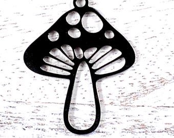 10 stainless steel mushroom charms for jewelry making, laser cut toadstool pendant findings, cottagecore mushroom embellishments 24.5x19.5mm