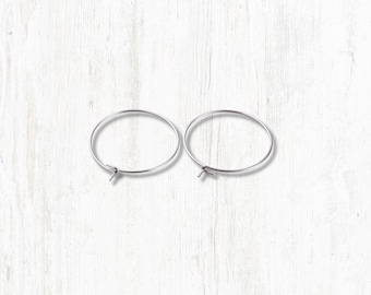 Stainless steel hoops for wine glass charms, 100 pcs, 25mm round wire hoops for seed beads, bulk jewelry making supplies