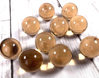 Champagne 25 mm marbles, 10 pcs, 1 inch transparent undrilled glass beads with visible blemishes, glass stones for games, jewelry making