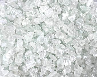 Crushed glass for crafts, 4 oz. white irregular broken glass for resin projects, 3-6 mm glittery glass frit, CLOSEOUT