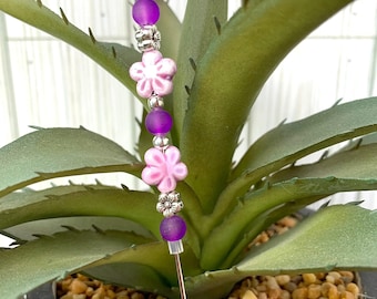 Set of 3 floral mini plant stake for indoor plants, cottage core potted plant decor, flower succulent pick for plant mom friends, assorted