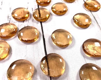 Large champagne glass gems, 15 pc, approx. 25mm glass garden stones, mosaic glass, glass cabochons, vase filler