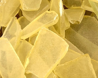 Yellow sea glass for crafts, frosted man-made sea glass for mosaics, flat sea glass pieces, glass on glass art, wedding decor, jewelry, 8 oz