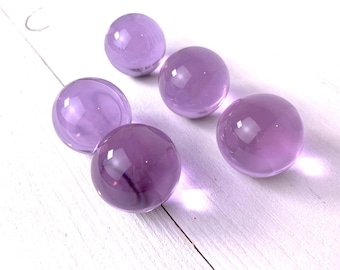 Soft lavender 29-30 mm marbles, 5 pcs, 1 inch+ transparent undrilled glass beads, marbles for games, vase filler, jewelry