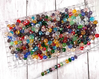 Faceted glass beads for jewelry, faceted glass for beading projects, sparkly beads for sun catchers, 11x8mm, 1.3-1.5mm hole, 20 or 40 pcs