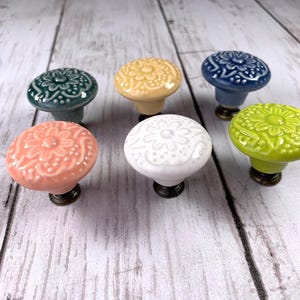 3 garden stake topper, porcelain drawer knobs with floral pattern, for DIY fairy garden wands (C0115)
