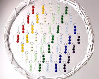 Beaded chicken wire suncatcher for window, colorful kitchen window decor, 3rd anniversary gift for wife, boho suncatcher window hanging