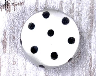 20 polka dot printed glass cabochons, ~18mm half round print flat back undrilled cabochons for earrings, cute glass accents for crafts