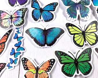 Butterfly sticker pack, 50 assorted waterproof PVC stickers, die cut butterflies for cards, scrapbooking, junk journals, laptops, suitcase