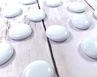 Large opaque white glass gems, 15 pcs, approx. 25mm glass stones, white mosaic glass, large glass cabochons, unique vase filler