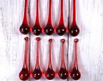 10 red chandelier crystals, glass raindrops for wedding centerpiece, glass ornament for holiday home decor, sun catcher, +/- 100mm/3.9 inch