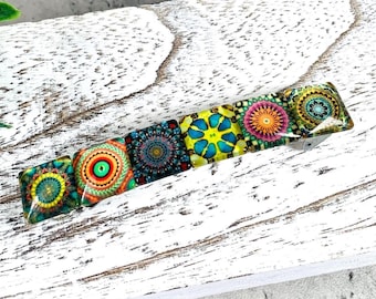 Hair barrette with Moroccan-style glass tiles, handmade boho hair accessory, sturdy hair clip w/ mix or repeating tiles, great gift for her