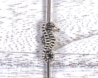 Metal seahorse spacer beads for jewelry, small ocean theme animal alloy beads for earrings, antique silver 14.5x7 mm, 1.5mm hole, 20 pcs