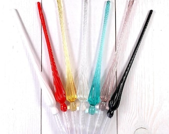Glass calligraphy pen, lampwork twisted glass dip pen for invitations, elegant glass fountain pen gift for writers and calligraphers, 7.5"