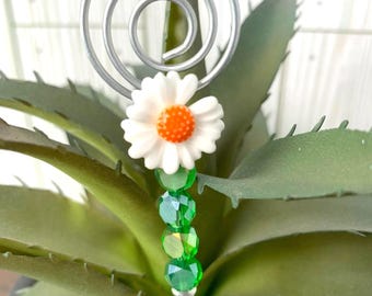 Set of 3 daisy mini plant stakes, daisy plant companion for succulents, cheerful gift for flower lovers, bouquet accessory, basket stuffers