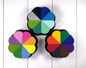 Multicolor ink pads for stamping, 8 colors with removeable wedges for stamps, fingerprint art, scrapbooking, cards, paper crafts, multimedia