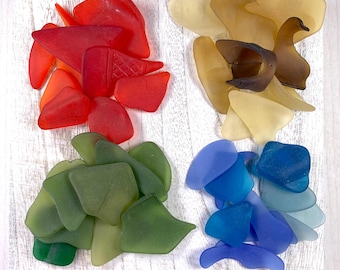 10 pieces machine tumbled sea glass for jewelry, 1 - 1.5" irregular curved shapes, recycled frosted glass for crafts, sea glass art, mosaics
