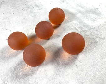 Deep orange sea glass style marbles, 5 pc, approx. 28mm solid glass spheres, tumbled sea glass style orbs, frosted glass coastal decor