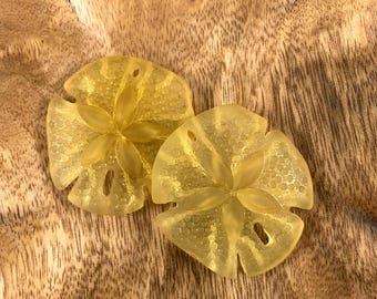 2 sand dollar pendants, 39 mm cultured glass sand dollar, large beads for jewelry making, sea glass pendants for beachy crafts, red or gold