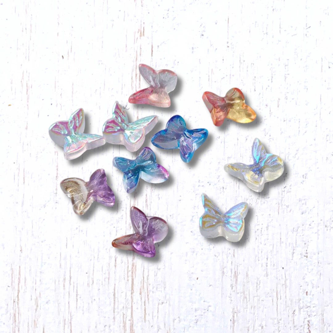 25 Pcs Mini Butterflies for Crafts, Tiny 7mm Glass Butterfly 3D ...