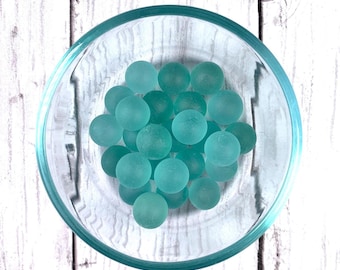 Seafoam sea glass style marbles for crafting, 25 pcs, +/-1/2" marbles, tumbled glass vase filler, marbles for games, coastal decor