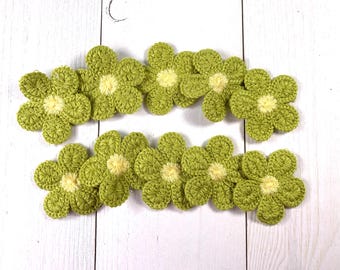 10 woven flower appliques for crafts, 50mm/2 in. polyester sew-on daisy embellishments for clothing, cards, junk journals, multiple colors