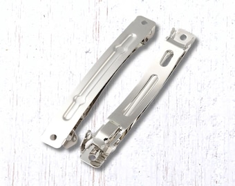 Set of 5 barrette blanks, snap on French clip findings, DIY hair bow, cabochon blanks, 83mm x 14mm, clips for DIY hair accessories (L0310)