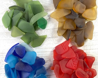 20 pieces machine tumbled sea glass for sea glass art, .75 - 1" irregular curved shapes, recycled frosted glass for crafts, jewelry, mosaics
