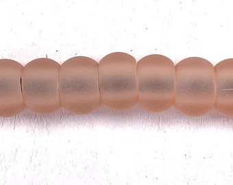 Large hole peachy pink sea glass beads, cultured frosted glass beads for jewelry, garden stakes, European tumbled beads, 20 pc (C0137)