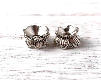 50 pcs double sided bead caps, antique-style lotus flower bead caps fit 8-10mm beads, floral spacer beads for beadable pens, 9x5mm, 2mm hole