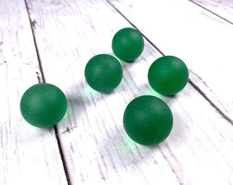 Green sea glass style marbles, 5pcs, +/-24mm cultured sea glass orbs for coastal decor, games, jewelery, vase filler